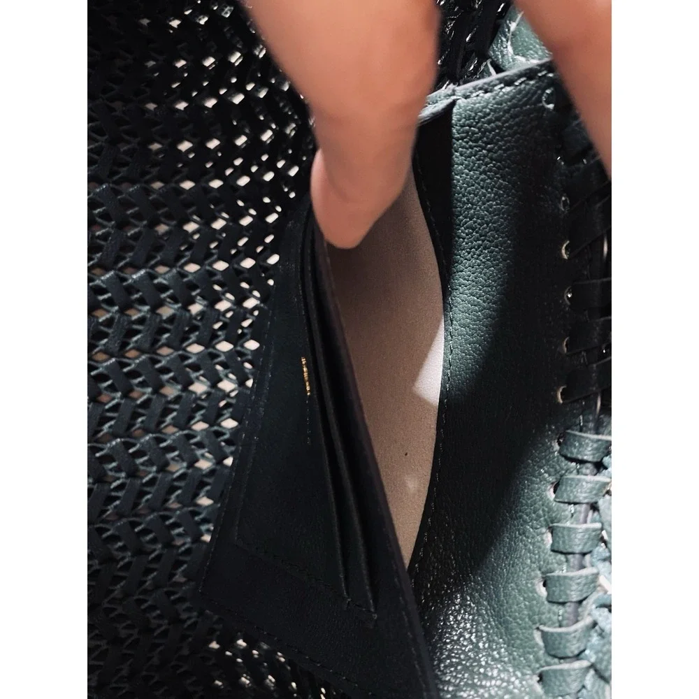 Anya Hindmarch Neeson Zip Top Handbag Woven‎ Braided Leather Top Handle Green